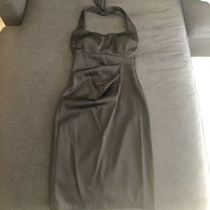 Cache Black Satin Halter Dress